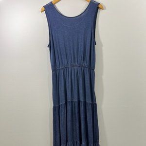 NWT Women Medium M Knox Rose Blue Denim Look Long Maxi Dress Festival Casual